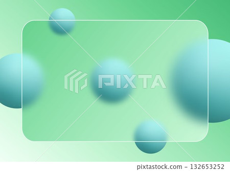 Horizontal frosted glass panel against a mint-green gradient and spheres background. Eps 10 Horizontal frosted glass panel against a mint-green gradient and spheres background. Eps 10 132653252