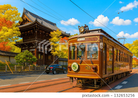 Tramway passing through Koryu-ji Temple 132653256