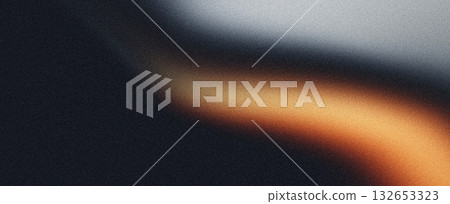 Grainy texture background, black gray orange white abstract color wave, noisy dark banner poster header cover design 132653323