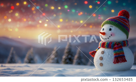 帶有雪人的風景 - 人工智慧生成素材 132653485