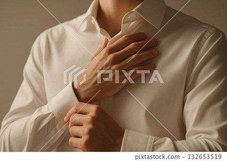 Man Buttoning Shirt Man Buttoning Shirt 132653519