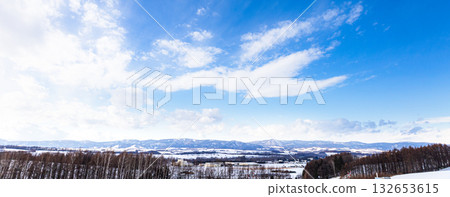 北海道美瑛市冬日美景，晴空萬裡。 132653615