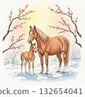 Horse parent and child 132654041