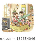 Relaxing family at home during New Year's holidays 132654046