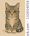 Cute tabby cat embroidery art 132654058