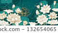 Illustration Design Template with Lotus flowers 132654065