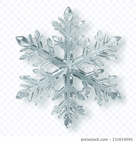 A detailed, silver-white snowflake on a transparent background. A detailed, silver-white snowflake on a transparent background. 132654095