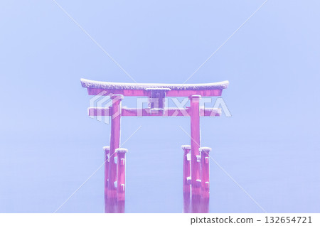 滋賀白須神社：雪湖中巨大的鳥居 132654721