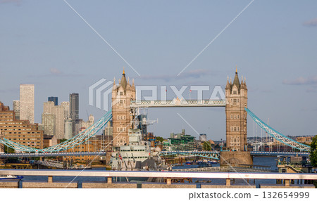 Tower Bridge standing majestically over River Thames in London, United Kingdom Tower Bridge standing majestically over River Thames in London, United Kingdom 132654999