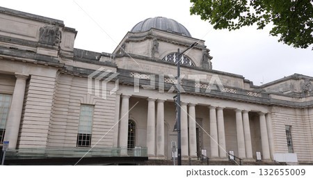 National Museum Cardiff showing its imposing neoclassical facade National Museum Cardiff showing its imposing neoclassical facade 132655009