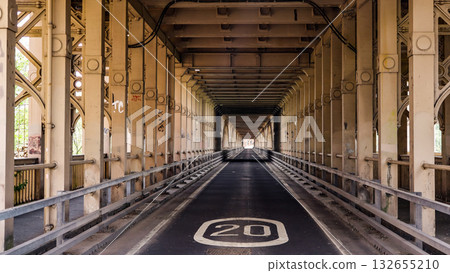 Driving under the Tyne Bridge in Newcastle, UK 132655210