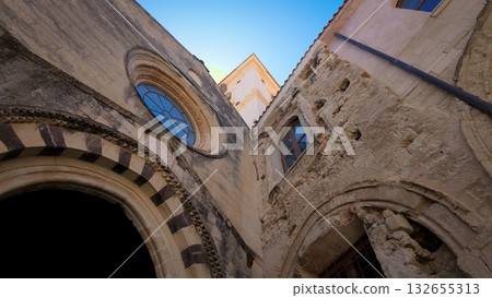 Norman architecture rising in Tropea, Calabria, under blue sky 132655313