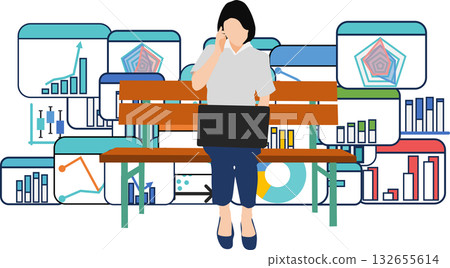 女商人分析數據的插圖 132655614