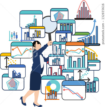 女商人分析數據的插圖 女商人分析數據的插圖 132655616