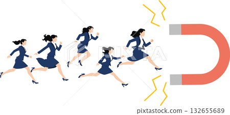 Illustration of a businesswoman being attracted 132655689