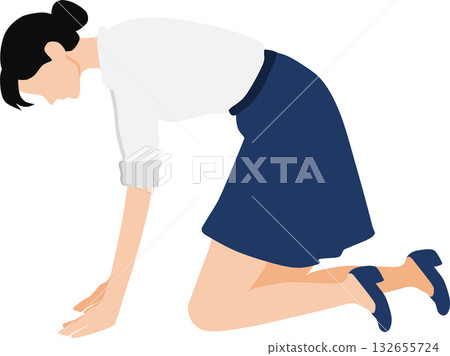 Illustration of a businesswoman kneeling down Illustration of a businesswoman kneeling down 132655724