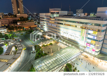 <Shizuoka Prefecture> Hamamatsu Station night view, overlooking the bus terminal <Shizuoka Prefecture> Hamamatsu Station night view, overlooking the bus terminal 132655828