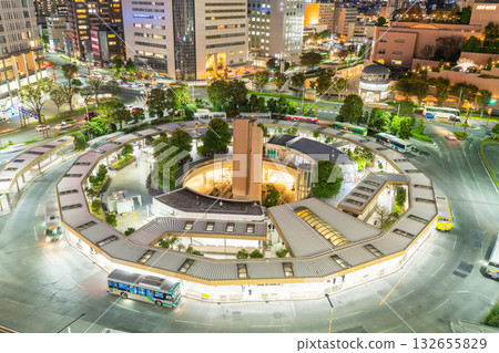 <Shizuoka Prefecture> Hamamatsu Station night view, overlooking the bus terminal 132655829