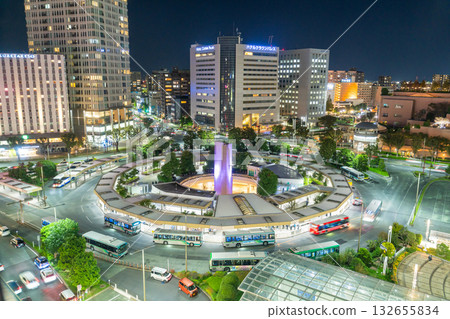<Shizuoka Prefecture> Hamamatsu Station night view, overlooking the bus terminal 132655834