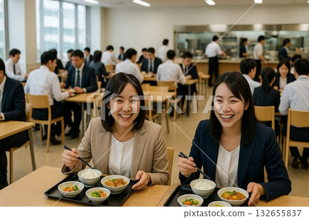 午餐時間充滿了歡笑語 午餐時間充滿了歡笑語 132655837