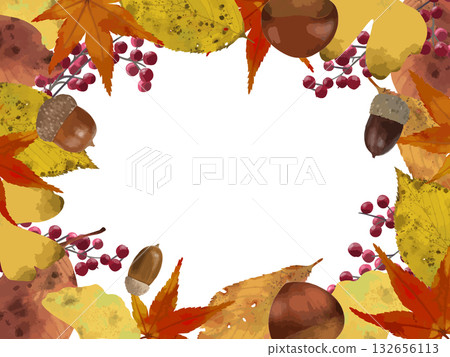 秋天落葉和堅果的框架 132656113