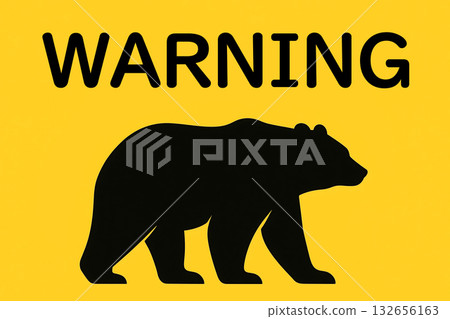 Bear silhouette caution warning 132656163