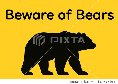 熊形輪廓警示 132656164