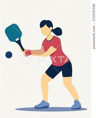 Illustration of a woman playing pickleball Illustration of a woman playing pickleball 132656189