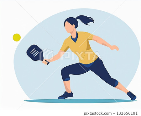 Illustration of a woman playing pickleball Illustration of a woman playing pickleball 132656191