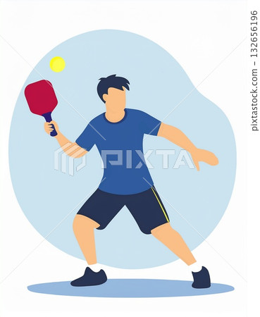 Illustration of a man playing pickleball Illustration of a man playing pickleball 132656196