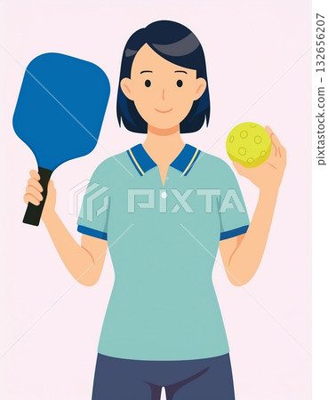 Illustration of a woman explaining pickleball 132656207