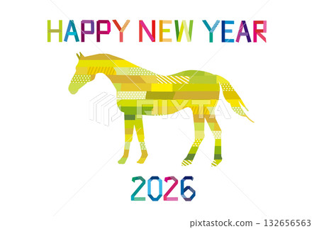 2026年新年賀卡，馬年，黃色 132656563