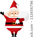 Santa Claus waving with a bag of presents 132656796