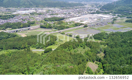 Sekigahara Battlefield, Kobayakawa Hideaki's Headquarters, National Historic Site, Aerial View from Matsuoyama Castle Sekigahara Battlefield, Kobayakawa Hideaki's Headquarters, National Historic Site, Aerial View from Matsuoyama Castle 132656952