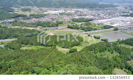 Sekigahara Battlefield, Kobayakawa Hideaki's Headquarters, National Historic Site, Aerial View from Matsuoyama Castle 132656953