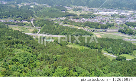 Sekigahara Battlefield, Kobayakawa Hideaki's Headquarters, National Historic Site, Aerial View from Matsuoyama Castle 132656954