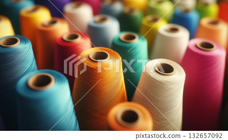 Fabric yarn polyester line pattern industrial fashion 132657092