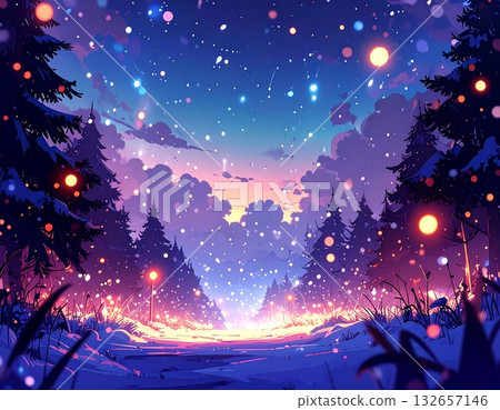 Snow falling night 132657146