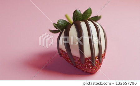 Strawberry fruit covered by brown and white chocolate sweet snack for tea time Strawberry fruit covered by brown and white chocolate sweet snack for tea time 132657790
