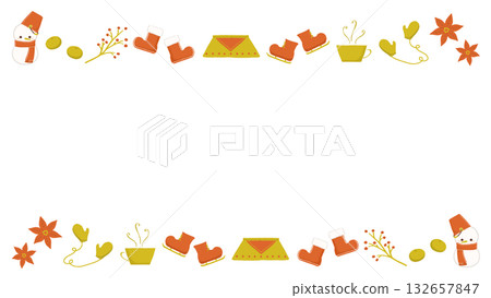 可愛的冬季材質標題框 132657847