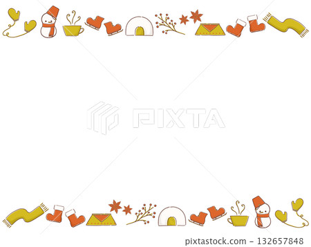 可愛的冬季材質框架 132657848