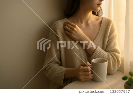 A quiet twilight, a breather by the window A quiet twilight, a breather by the window 132657937