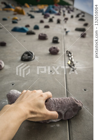 Extreme sports climbing and hand 132658064