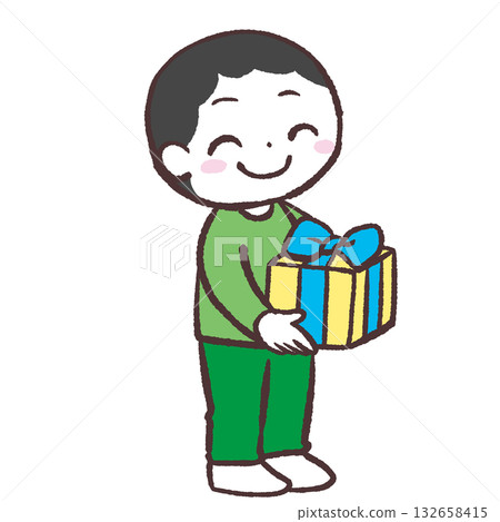 男孩手持禮物的插圖 132658415