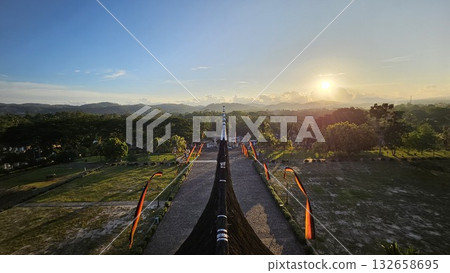 This is roof top of  traditional house name Rumah Gadang Pagaruyung 132658695