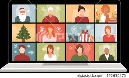 online holiday meeting computer screen art online holiday meeting computer screen art 132659373