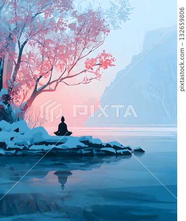 winter nature meditation calm vector winter nature meditation calm vector 132659806