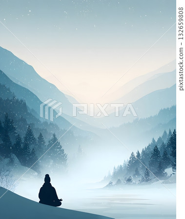 winter nature meditation calm vector 132659808