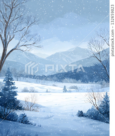 peaceful snowy background illustration peaceful snowy background illustration 132659823