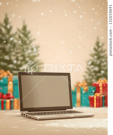 laptop with festive background vector style laptop with festive background vector style 132659841